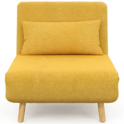 Fauteuil convertible en lit 80x190cm tissu jaune