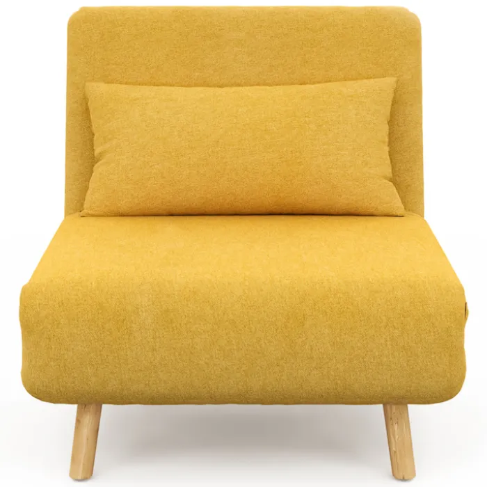 Fauteuil convertible en lit 80x190cm tissu jaune