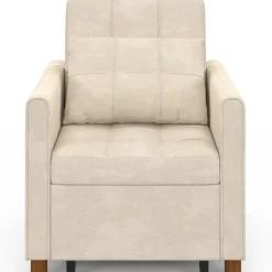 Fauteuil convertible lit d'appoint 1 place 69 x 170 cm tissu chenille beige