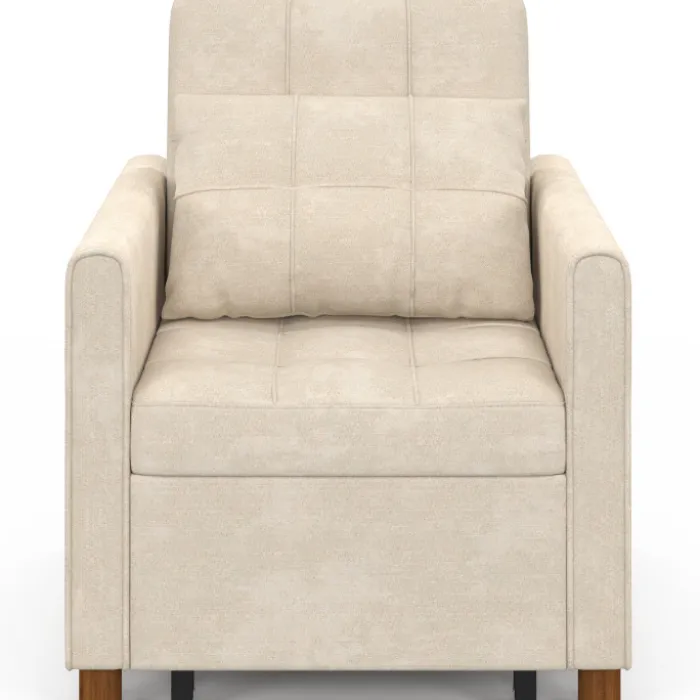 Fauteuil convertible lit d'appoint 1 place 69 x 170 cm tissu chenille beige