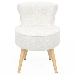 Fauteuil crapaud en tissu bouclette blanc