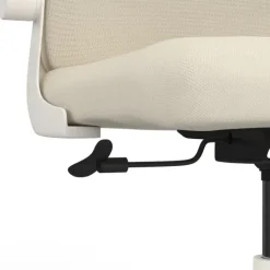 Fauteuil de bureau JAMES ergonomique en toile respirante et appui-tête avec roulettes beige et blanc