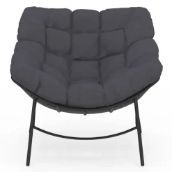 Fauteuil de jardin relax avec coussin effet rotin gris