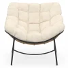 Fauteuil de jardin relax avec coussin écru effet rotin