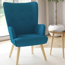 Fauteuil design scandinave bleu canard