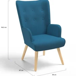 Fauteuil design scandinave bleu canard