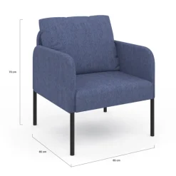 Fauteuil en tissu bleu moderne pieds métal noir
