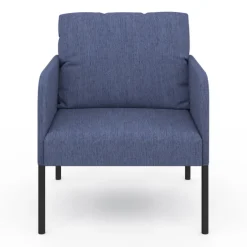 Fauteuil en tissu bleu moderne pieds métal noir