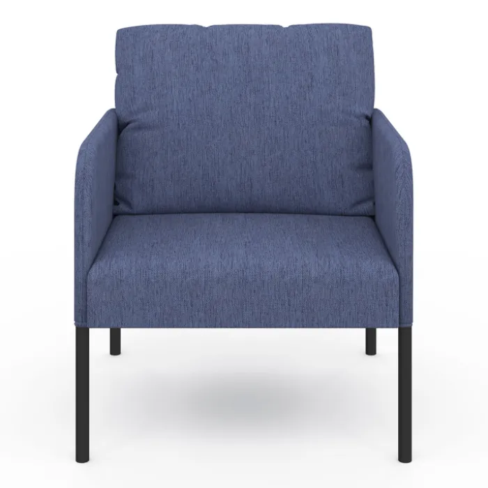 Fauteuil en tissu bleu moderne pieds métal noir