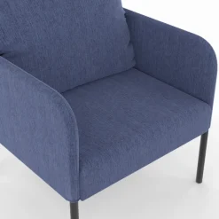 Fauteuil en tissu bleu moderne pieds métal noir