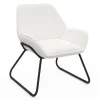 Fauteuil en tissu bouclette et pieds métal noirs