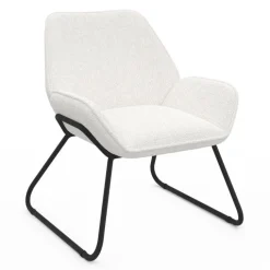 Fauteuil en tissu bouclette et pieds métal noirs