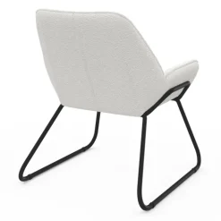 Fauteuil en tissu bouclette et pieds métal noirs