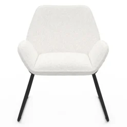 Fauteuil en tissu bouclette et pieds métal noirs