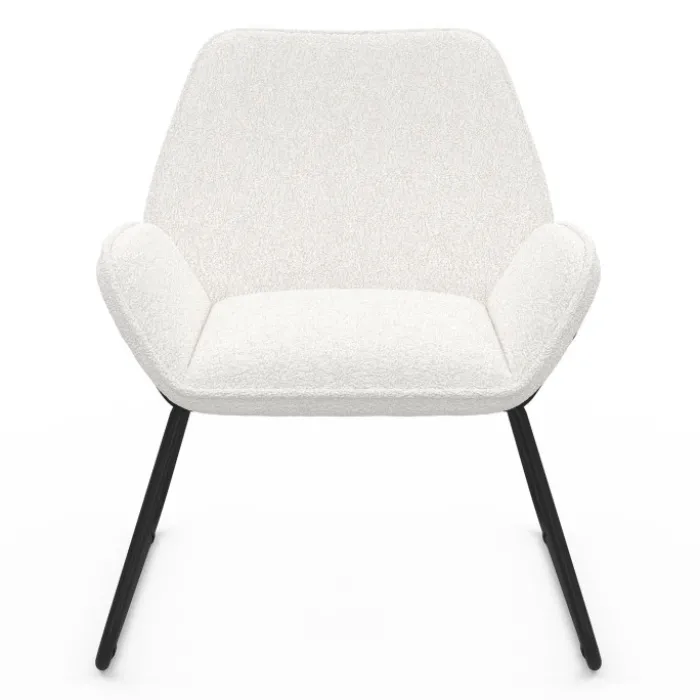 Fauteuil en tissu bouclette et pieds métal noirs