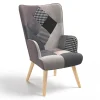 Fauteuil en tissu gris, blanc et noir style scandinave