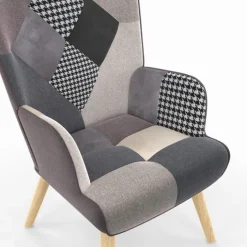 Fauteuil en tissu gris, blanc et noir style scandinave