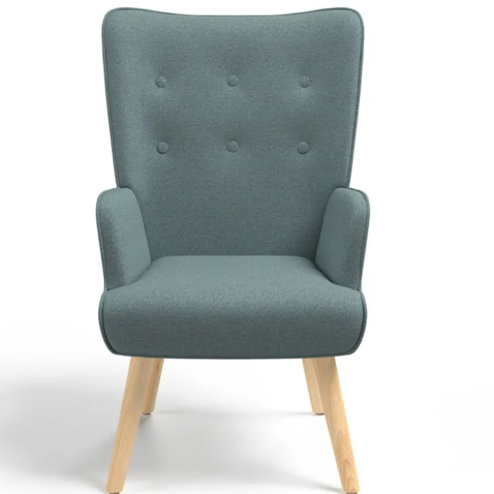 Fauteuil en tissu vert eucalyptus scandinave