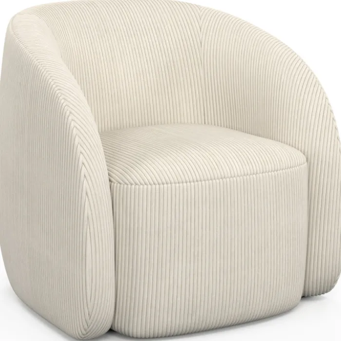Fauteuil en velours côtelé beige