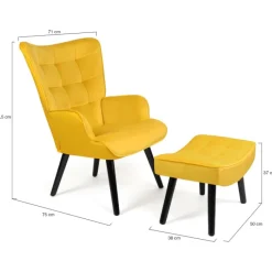 Fauteuil en velours jaune style scandinave