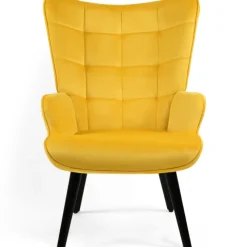 Fauteuil en velours jaune style scandinave