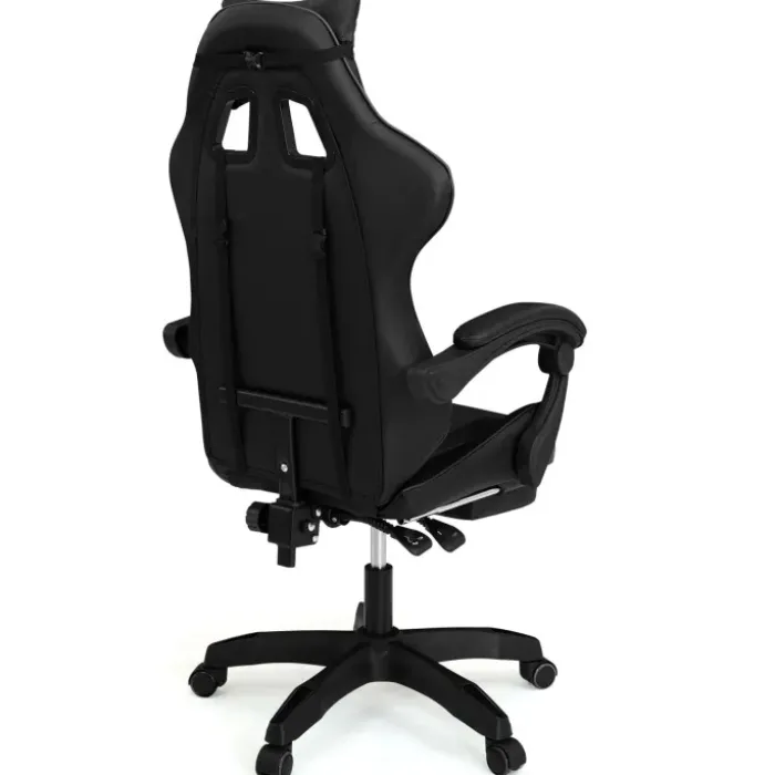 Fauteuil gamer noir réglable et inclinable avec repose pied