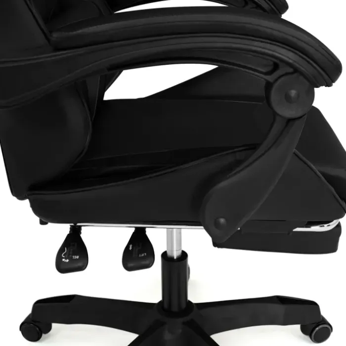 Fauteuil gamer noir réglable et inclinable avec repose pied