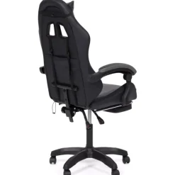 Fauteuil gaming LED noir et gris avec repose-pied, coussin tête + lombaire