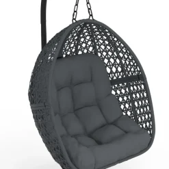 Fauteuil lune suspendu avec coussins gris
