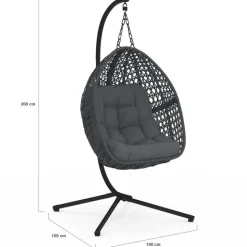 Fauteuil lune suspendu avec coussins gris