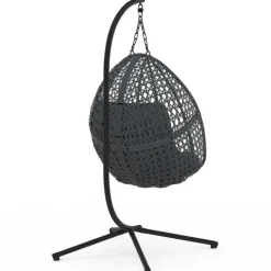 Fauteuil lune suspendu avec coussins gris