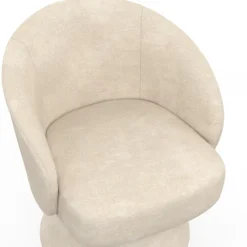 Fauteuil pivotant en tissu chenille beige
