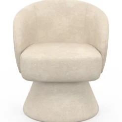 Fauteuil pivotant en tissu chenille beige