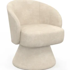 Fauteuil pivotant en tissu chenille beige