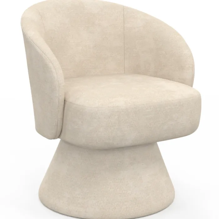 Fauteuil pivotant en tissu chenille beige