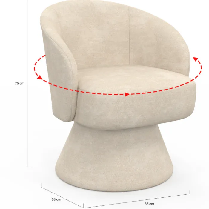 Fauteuil pivotant en tissu chenille beige