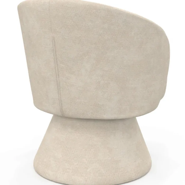 Fauteuil pivotant en tissu chenille beige