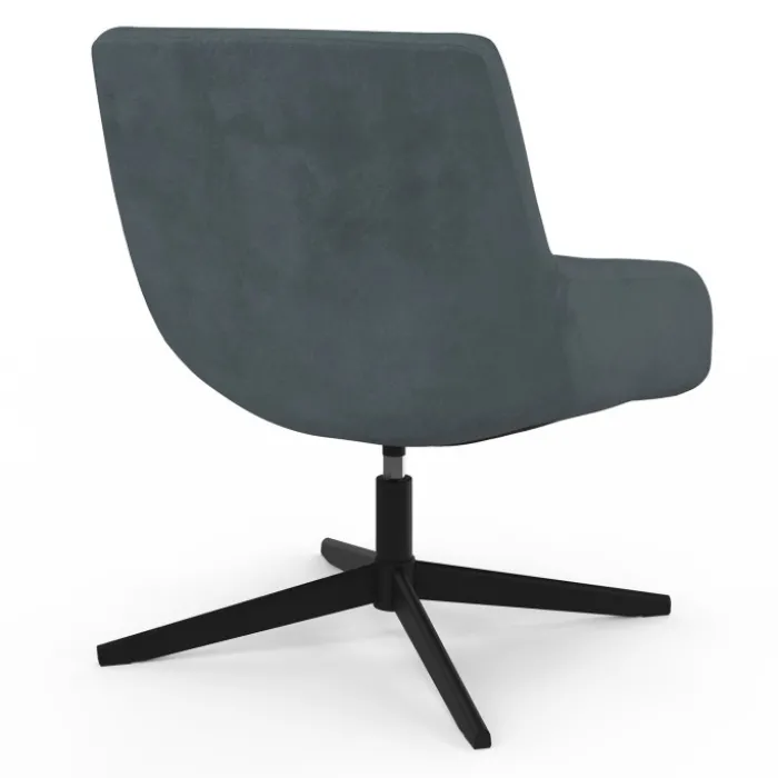 Fauteuil pivotant gris en velours et pieds noirs
