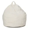 Fauteuil poire gros pouf en velours côtelé beige