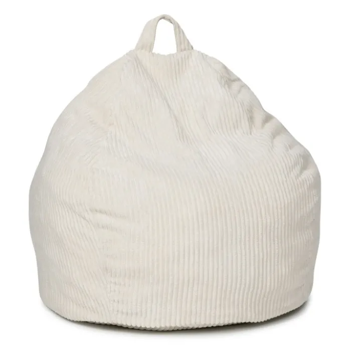 Fauteuil poire gros pouf en velours côtelé beige