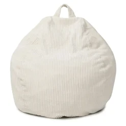 Fauteuil poire gros pouf en velours côtelé beige