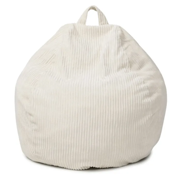 Fauteuil poire gros pouf en velours côtelé beige