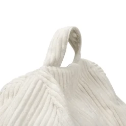 Fauteuil poire gros pouf en velours côtelé beige