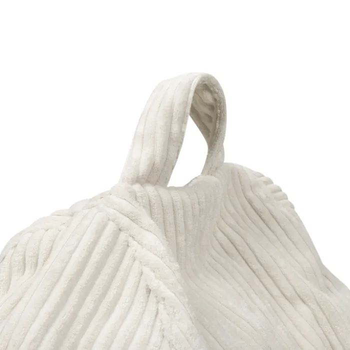 Fauteuil poire gros pouf en velours côtelé beige