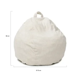 Fauteuil poire gros pouf en velours côtelé beige