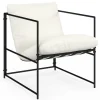 Fauteuil rembourré structure métal et coussin blanc