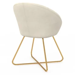 Fauteuil rond en velours beige moderne avec pieds croisés dorés