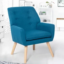 Fauteuil scandinave bleu canard