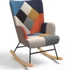 Fauteuil scandinave en tissu à bascule patchwork multicouleurs