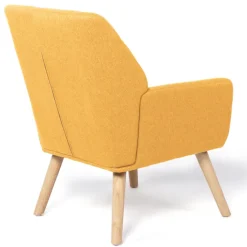 Fauteuil scandinave en tissu jaune moutarde